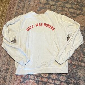Maybe Today Inc “Hell Was Boring” White Graphic Sweatshirt | Size M